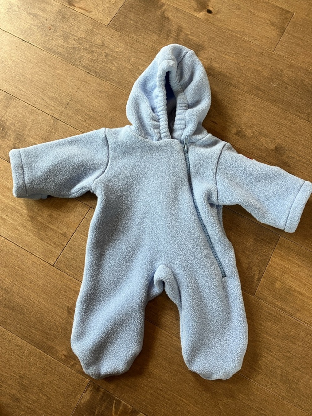 Cozy Light Blue Hooded Baby One-Piece Footie